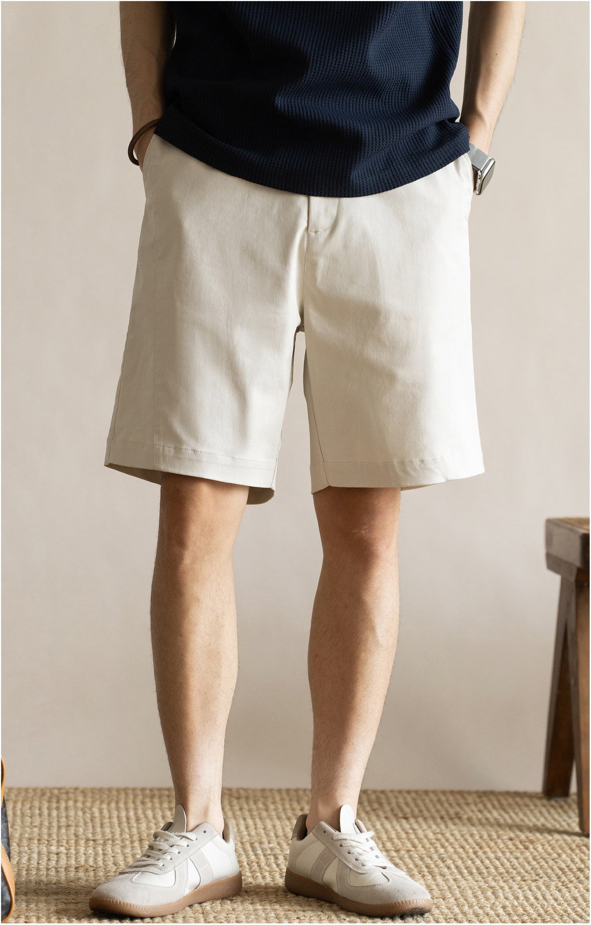 Men's Old Money 49% Cotton-Lyocell Stretch Comfort Shorts - LIGHTGREY