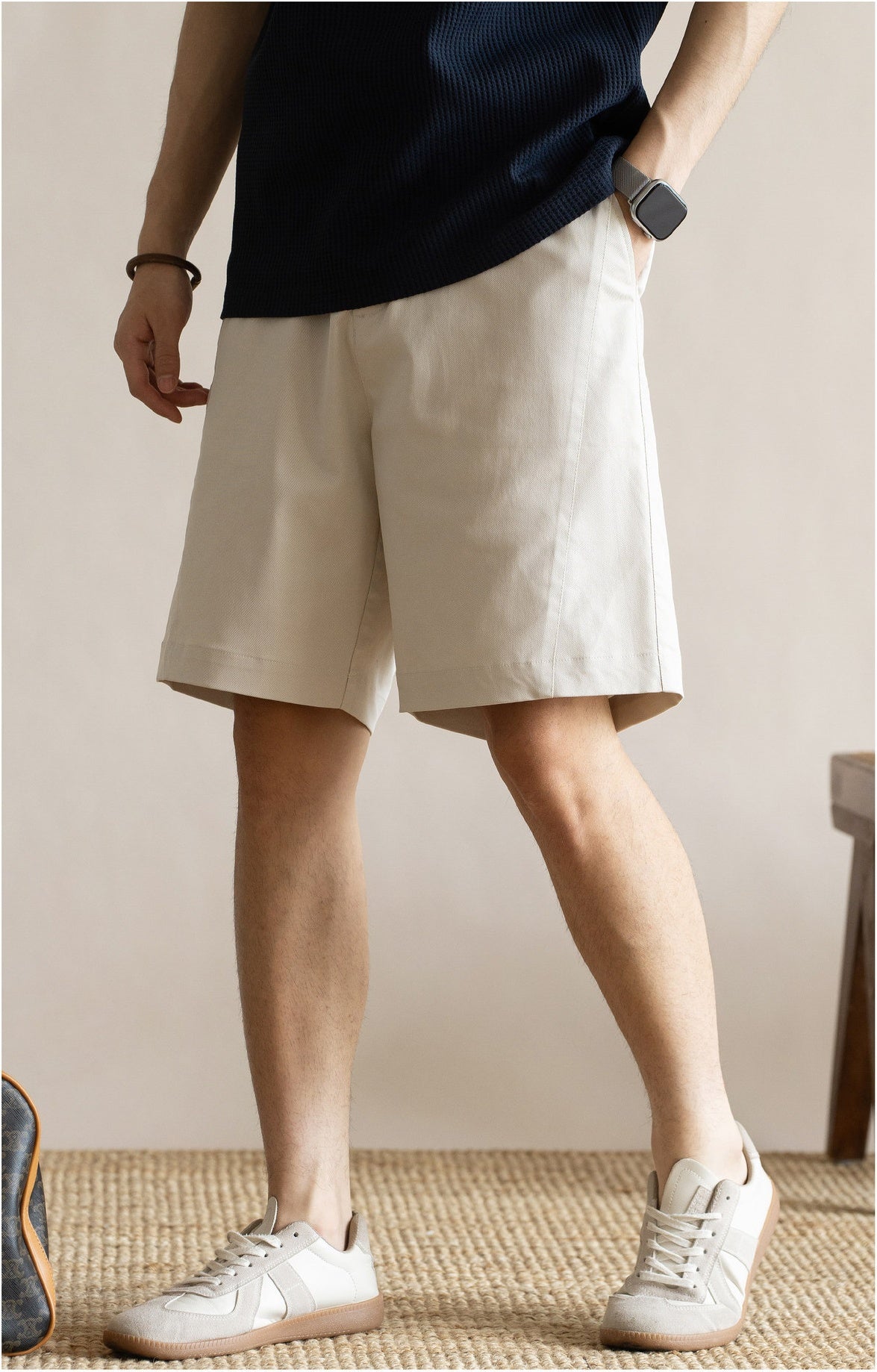 Men's Old Money 49% Cotton-Lyocell Stretch Comfort Shorts - LIGHTGREY