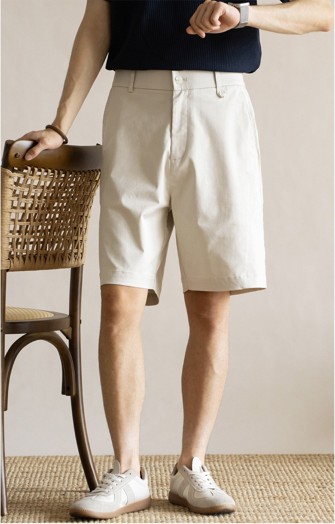 Men's Old Money 49% Cotton-Lyocell Stretch Comfort Shorts - LIGHTGREY