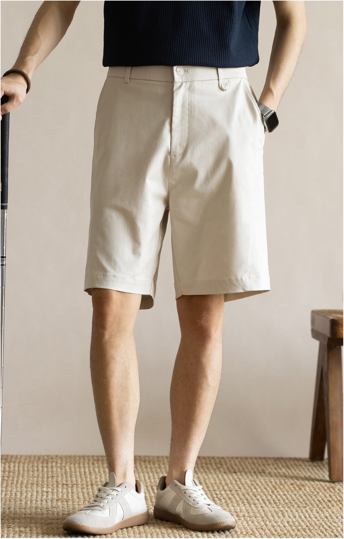 Men's Old Money 49% Cotton-Lyocell Stretch Comfort Shorts - LIGHTGREY