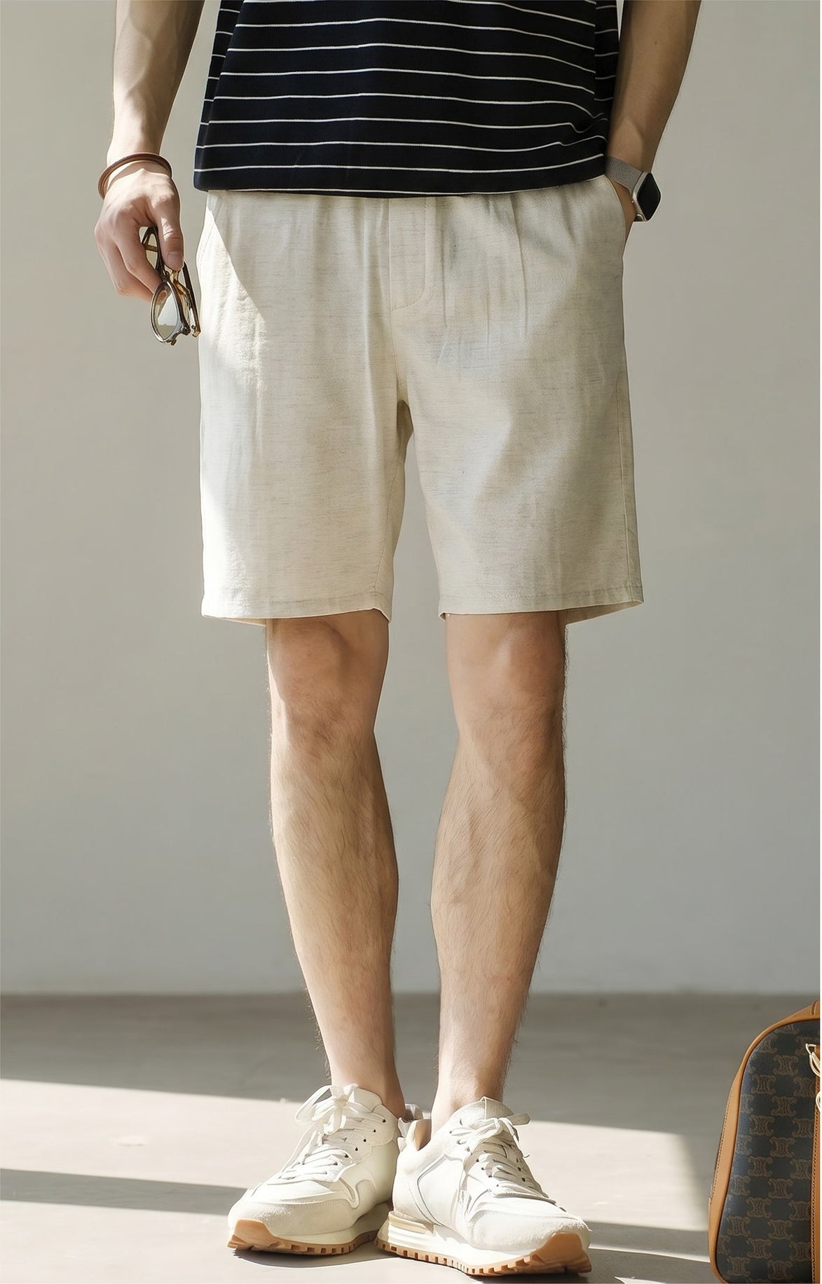 Men's Korean Minimalist High-Drape 92% Lyocell Shorts - Elastic Waist - HEMP