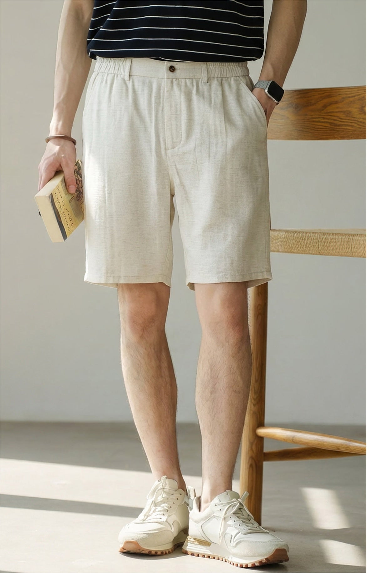 Men's Korean Minimalist High-Drape 92% Lyocell Shorts - Elastic Waist - HEMP