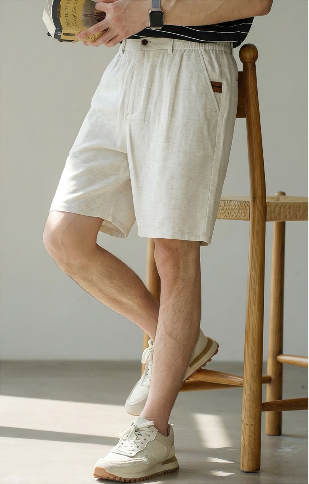 Men's Korean Minimalist High-Drape 92% Lyocell Shorts - Elastic Waist - HEMP