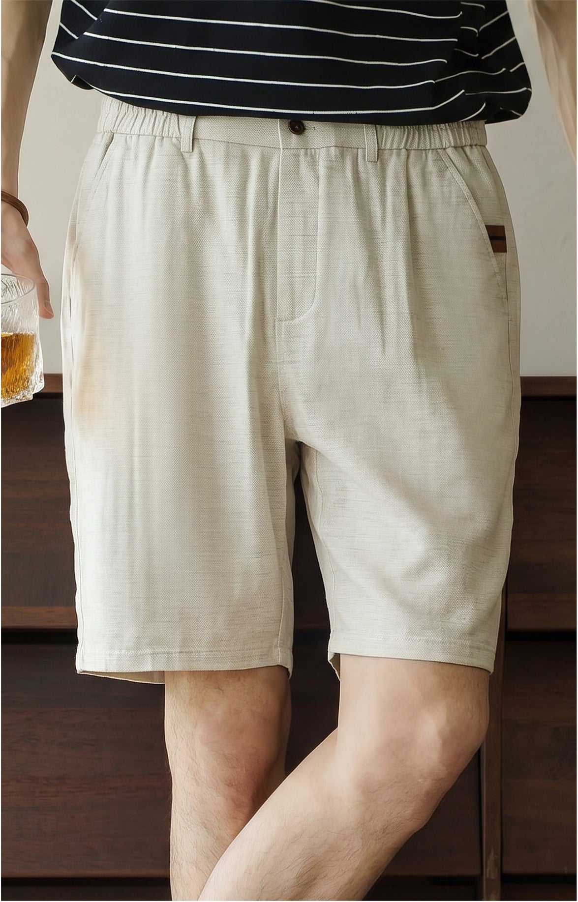 Men's Korean Minimalist High-Drape 92% Lyocell Shorts - Elastic Waist - HEMP