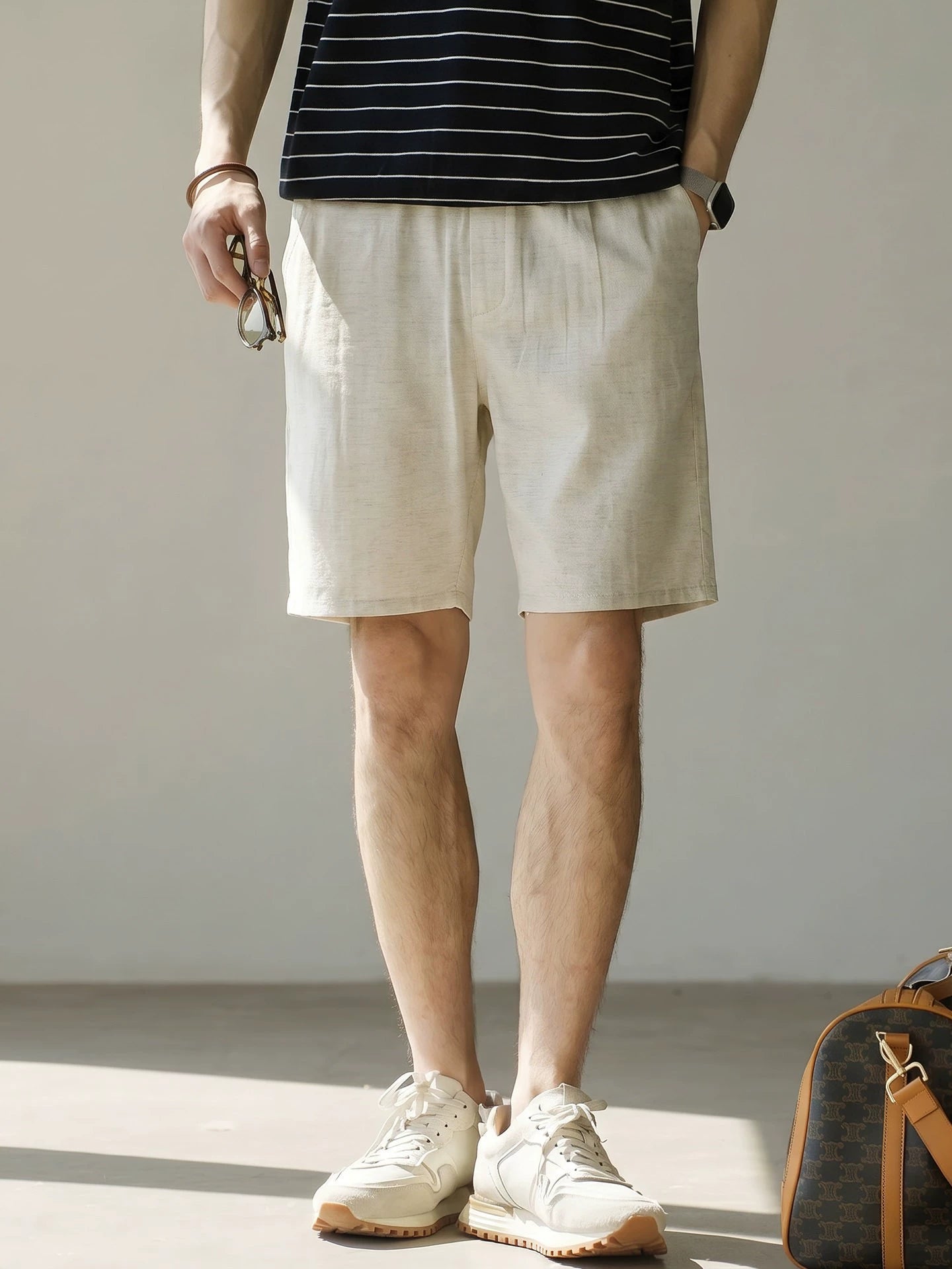 Men's Korean Minimalist High-Drape 92% Lyocell Shorts - Elastic Waist - HEMP