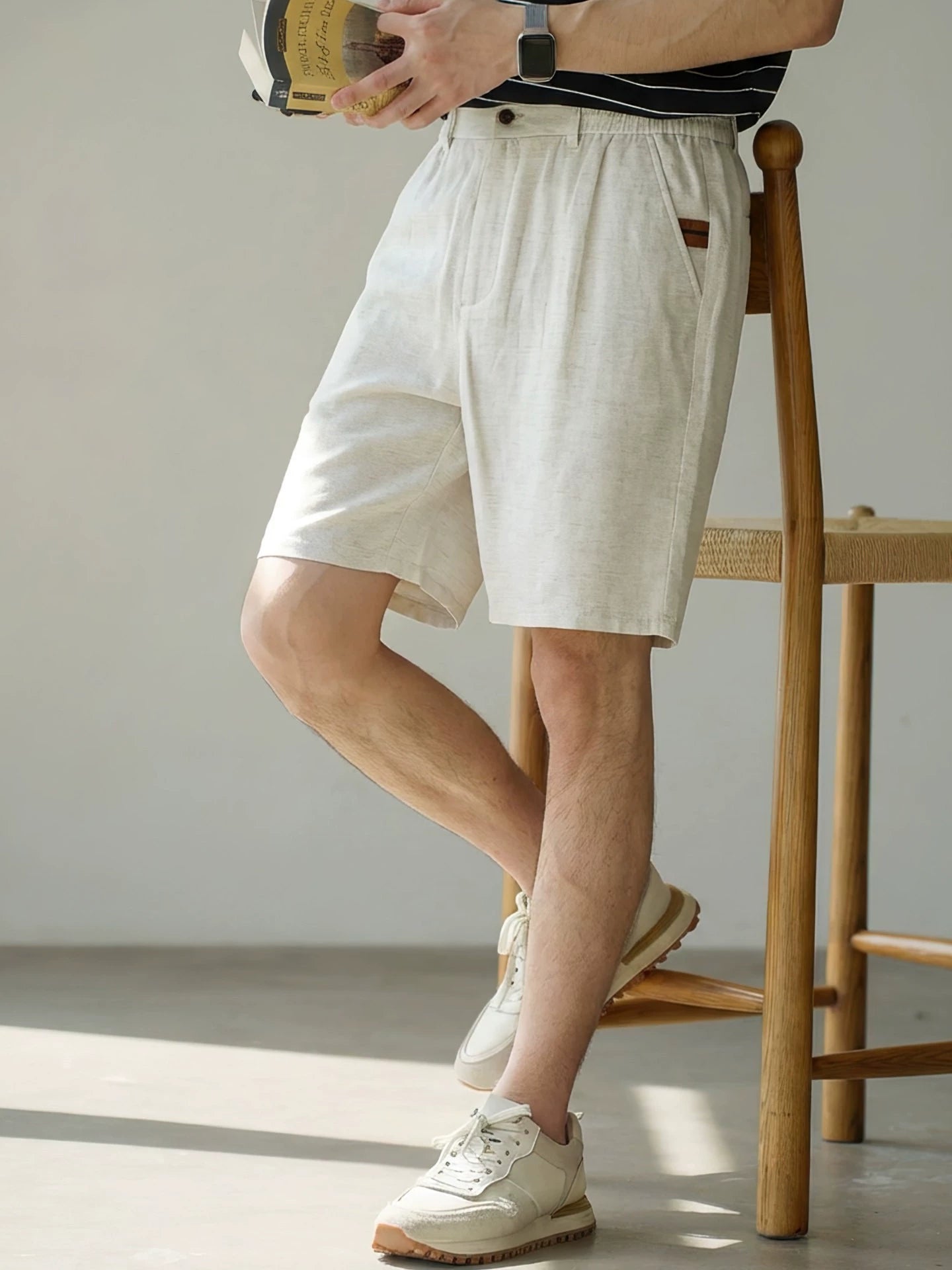 Men's Korean Minimalist High-Drape 92% Lyocell Shorts - Elastic Waist - HEMP