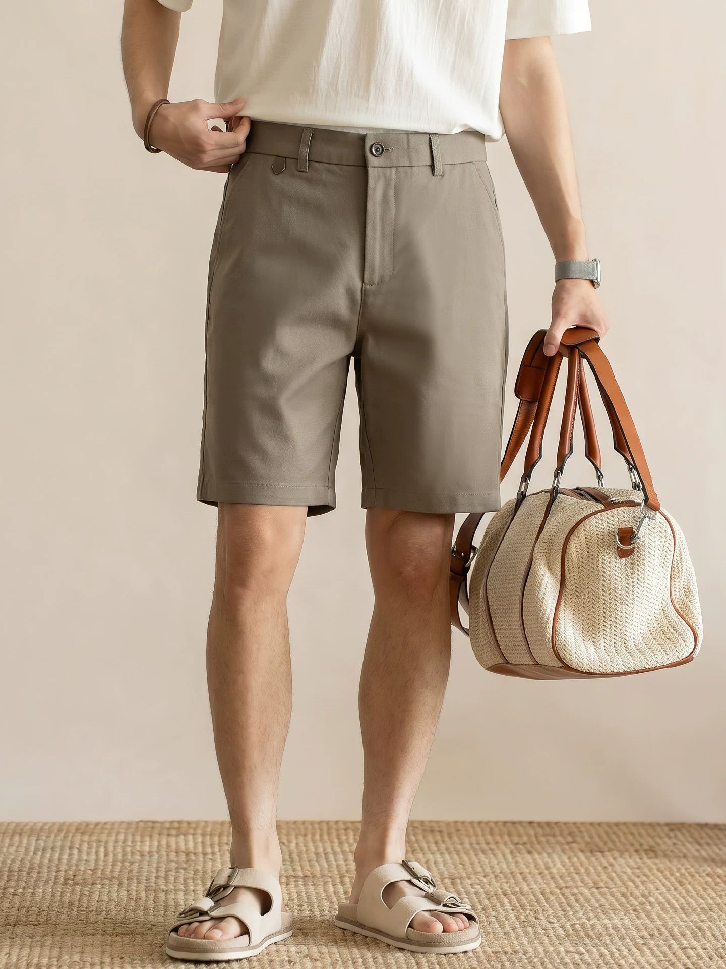 Men's Old Money Golf Shorts – Preppy Tailored Waistband Summer Resort Shorts - KHAKI
