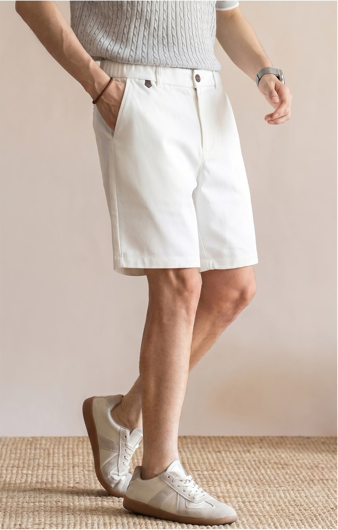 Men's Old Money Golf Shorts – Preppy Tailored Waistband Summer Resort Shorts - WHITE