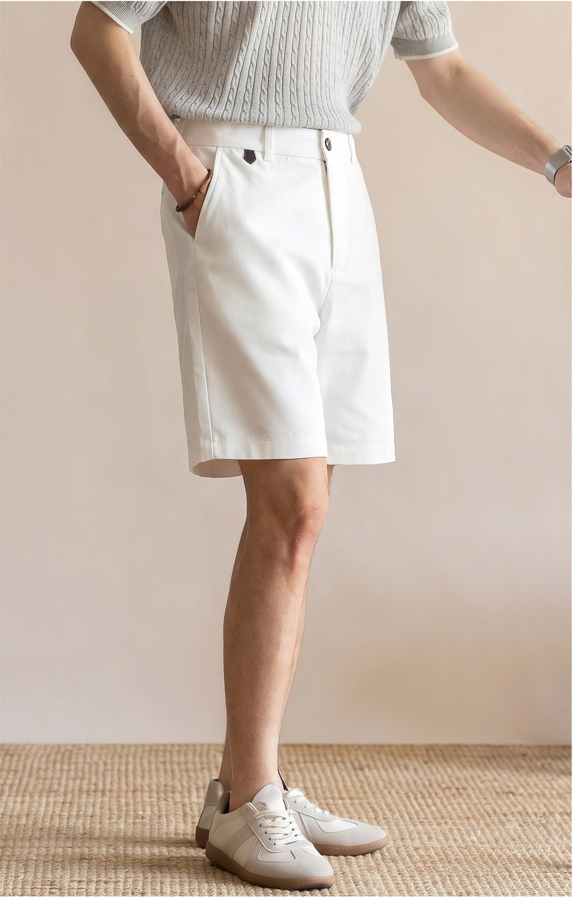 Men's Old Money Golf Shorts – Preppy Tailored Waistband Summer Resort Shorts - WHITE