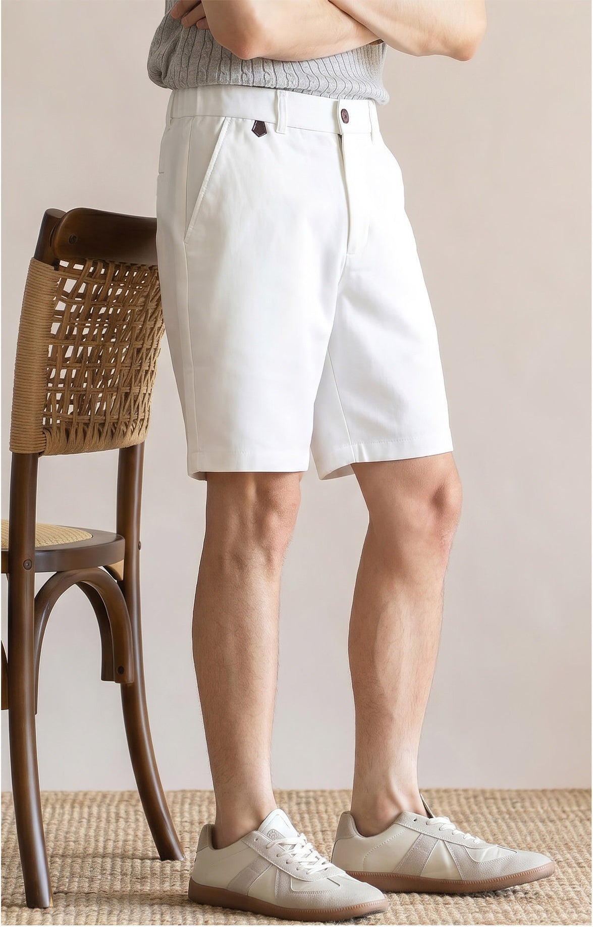 Men's Old Money Golf Shorts – Preppy Tailored Waistband Summer Resort Shorts - WHITE