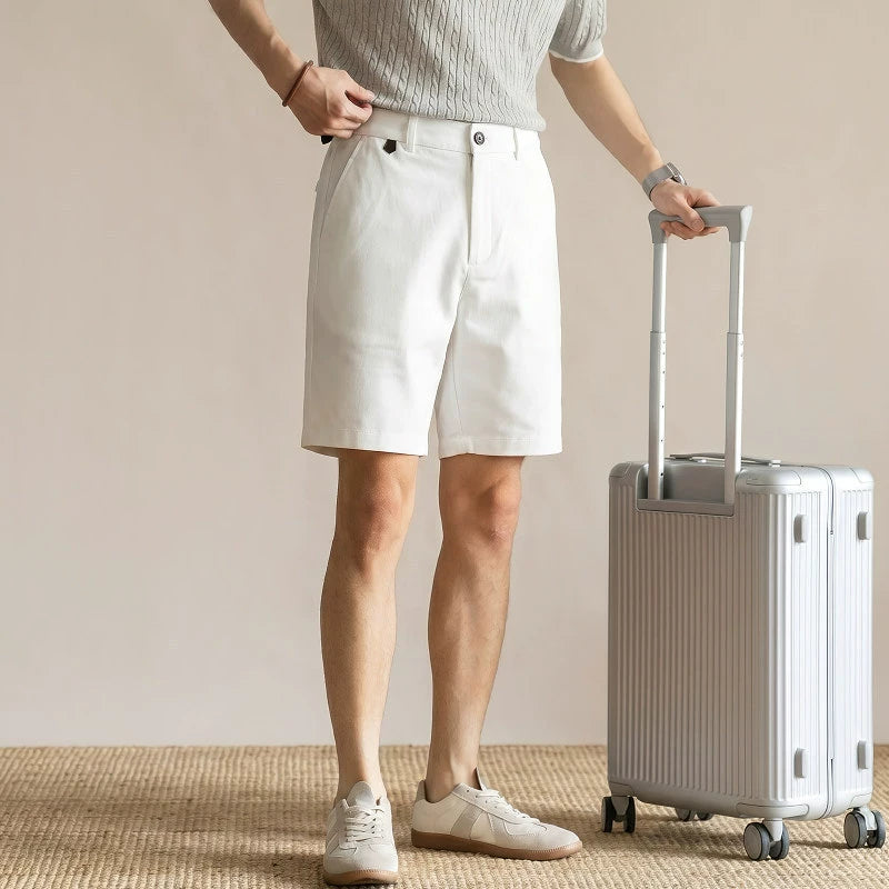 Men's Old Money Golf Shorts – Preppy Tailored Waistband Summer Resort Shorts - WHITE