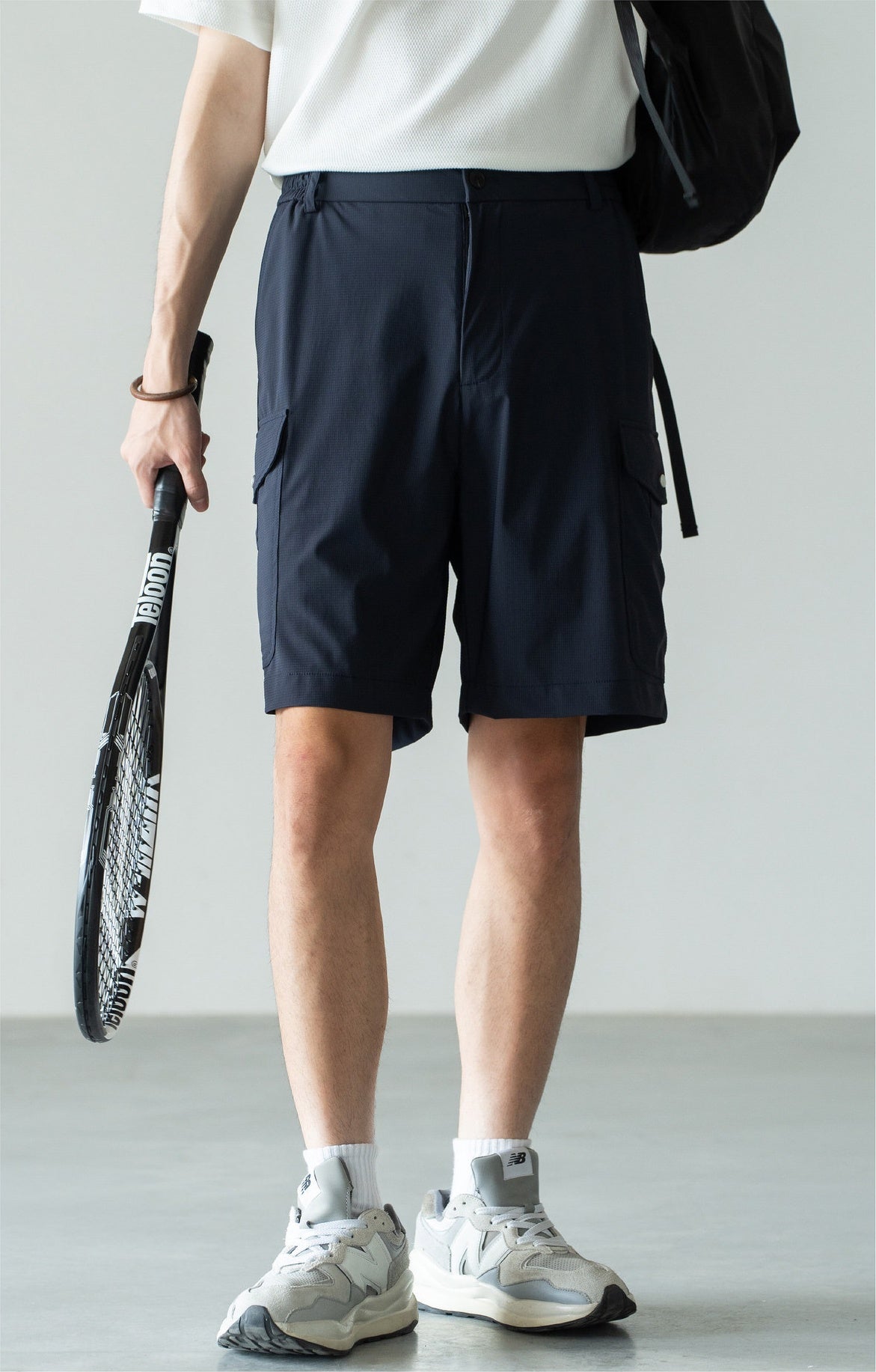 Men's Quick-Dry Cooling Cargo Shorts – Lightweight 4-Way Stretch Athletic Shorts with Semi-Elastic Waist - DARKBLUE