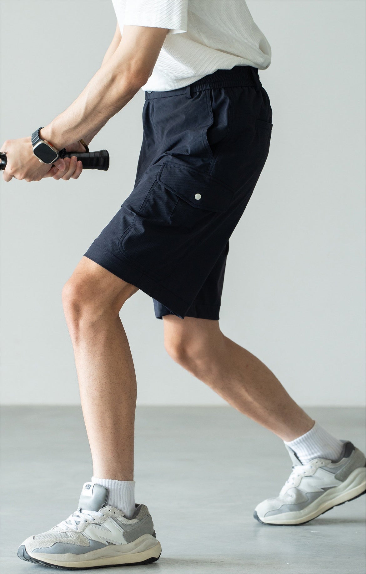 Men's Quick-Dry Cooling Cargo Shorts – Lightweight 4-Way Stretch Athletic Shorts with Semi-Elastic Waist - DARKBLUE