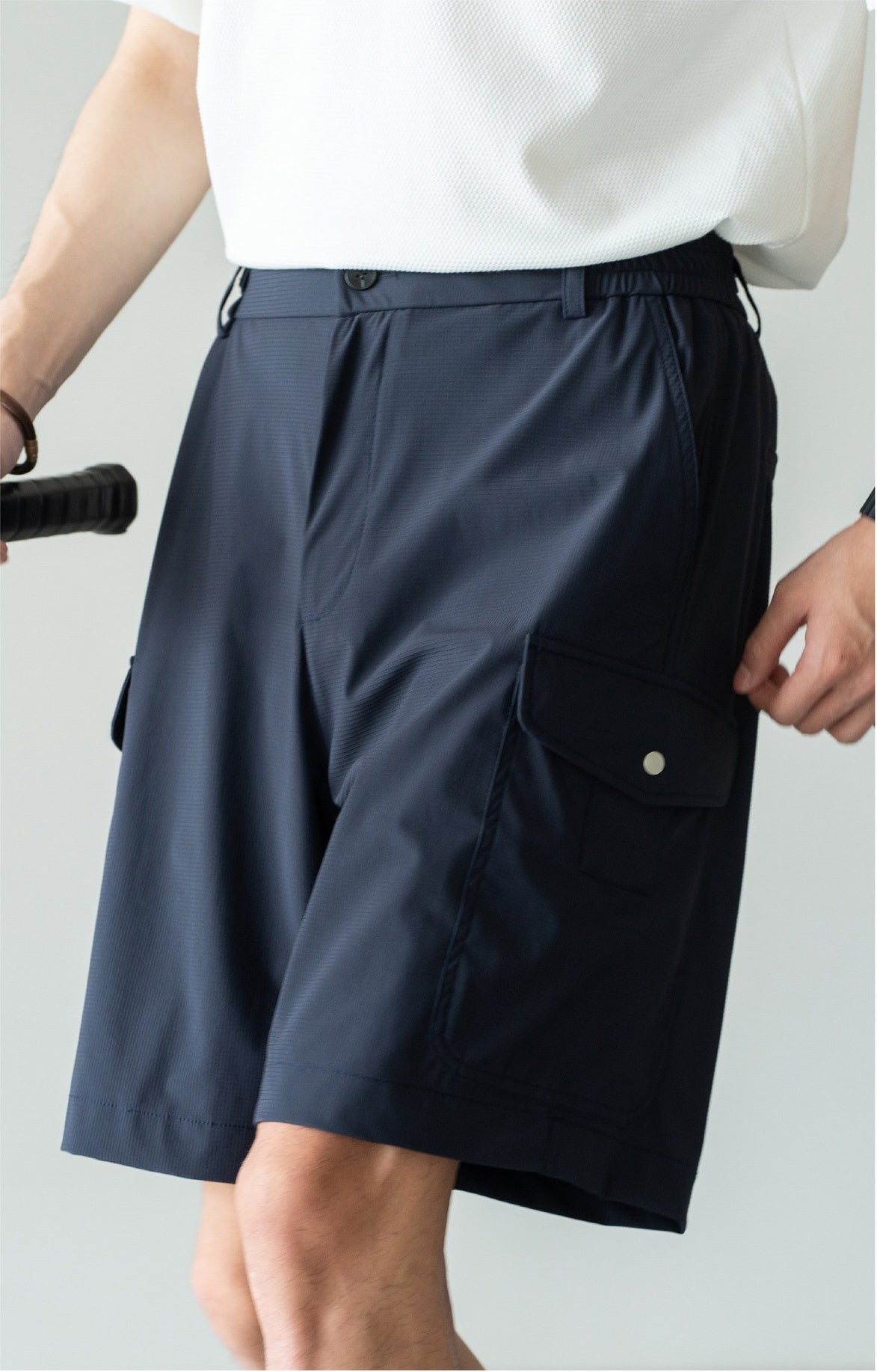 Men's Quick-Dry Cooling Cargo Shorts – Lightweight 4-Way Stretch Athletic Shorts with Semi-Elastic Waist - DARKBLUE