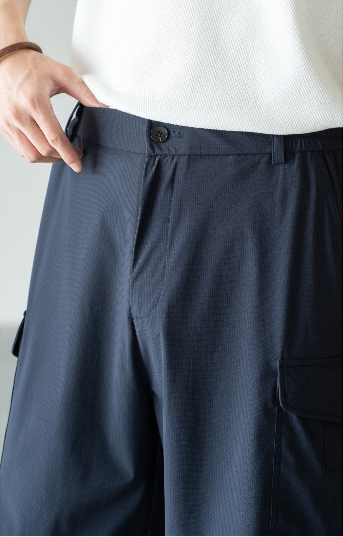 Men's Quick-Dry Cooling Cargo Shorts – Lightweight 4-Way Stretch Athletic Shorts with Semi-Elastic Waist - DARKBLUE