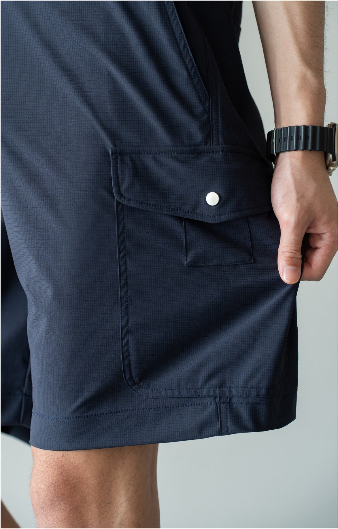 Men's Quick-Dry Cooling Cargo Shorts – Lightweight 4-Way Stretch Athletic Shorts with Semi-Elastic Waist - DARKBLUE