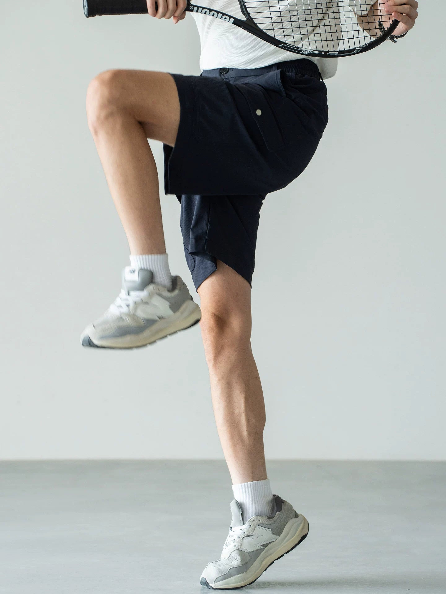 Men's Quick-Dry Cooling Cargo Shorts – Lightweight 4-Way Stretch Athletic Shorts with Semi-Elastic Waist - DARKBLUE