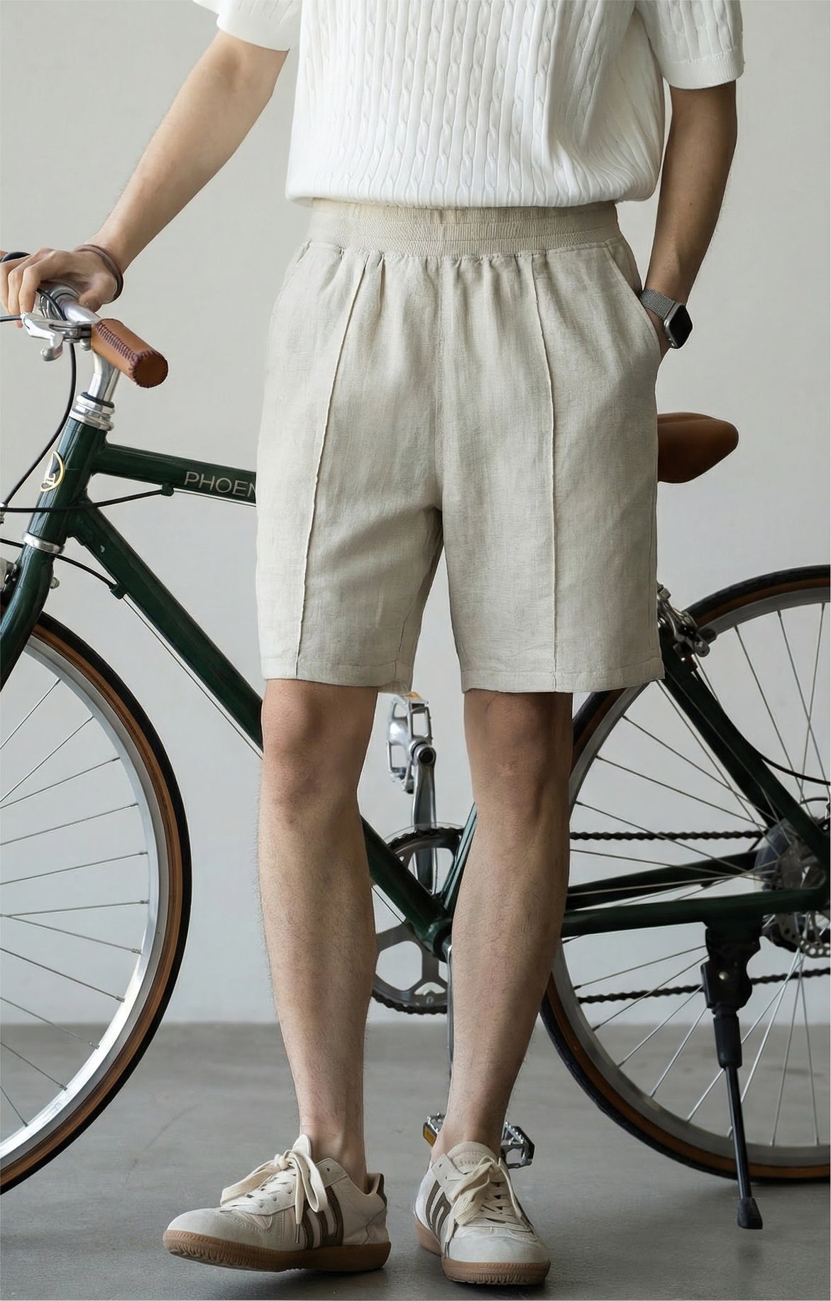 Men's 57 % Linen Drawstring Elastic Waist Shorts – Breathable Pintuck Summer Lounge Shorts - FLAX