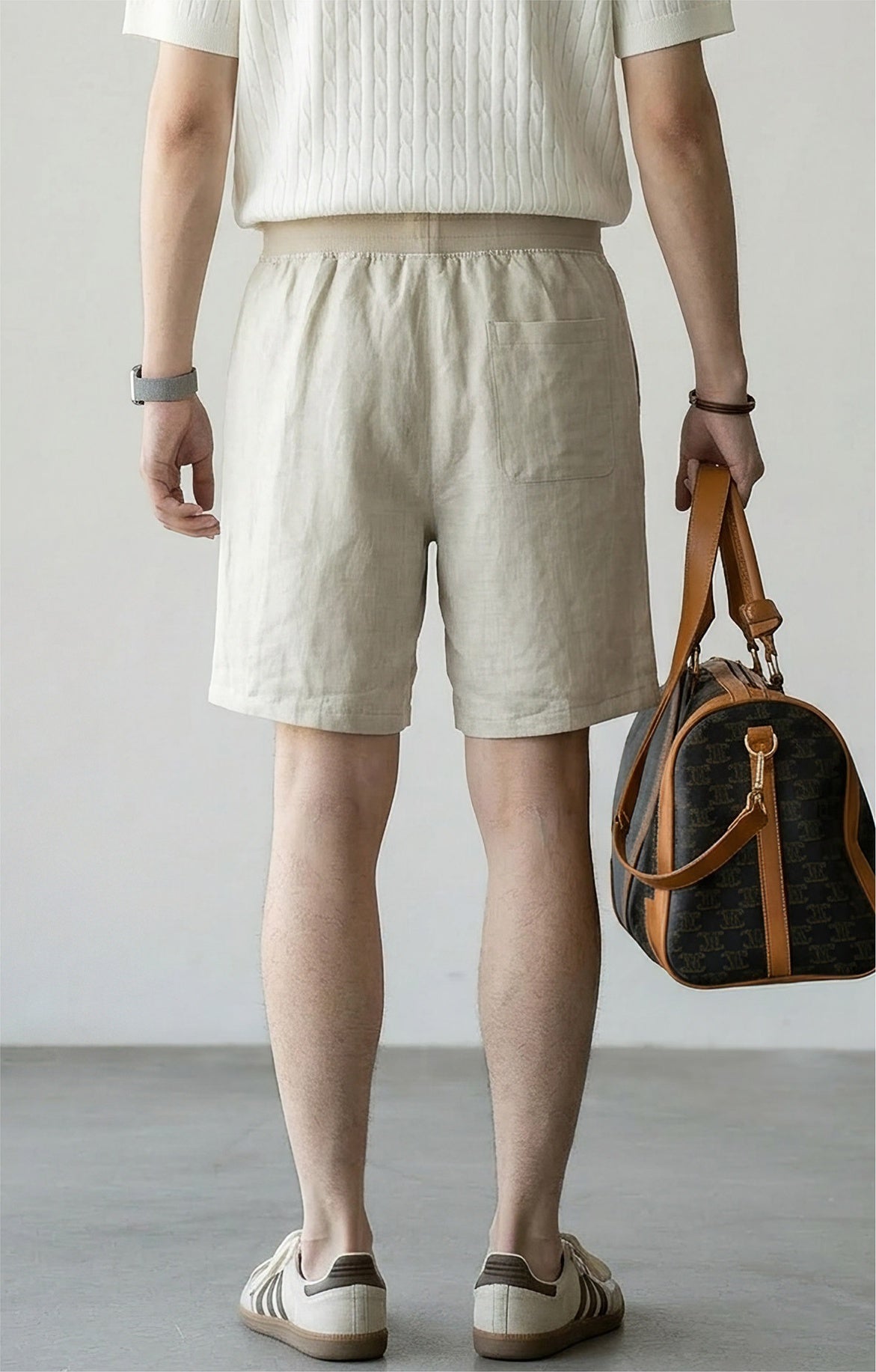 Men's 57 % Linen Drawstring Elastic Waist Shorts – Breathable Pintuck Summer Lounge Shorts - FLAX