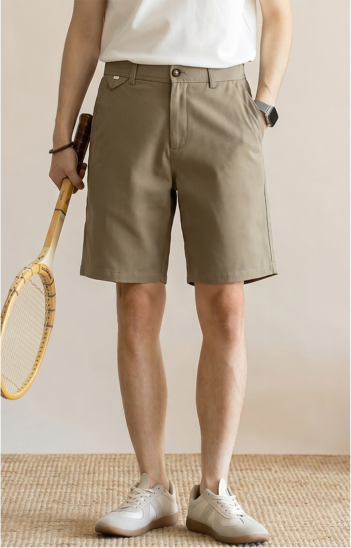 Men's Old Money Business Casual Shorts – Lightweight Wrinkle-Resistant Relaxed Fit - KHAKI