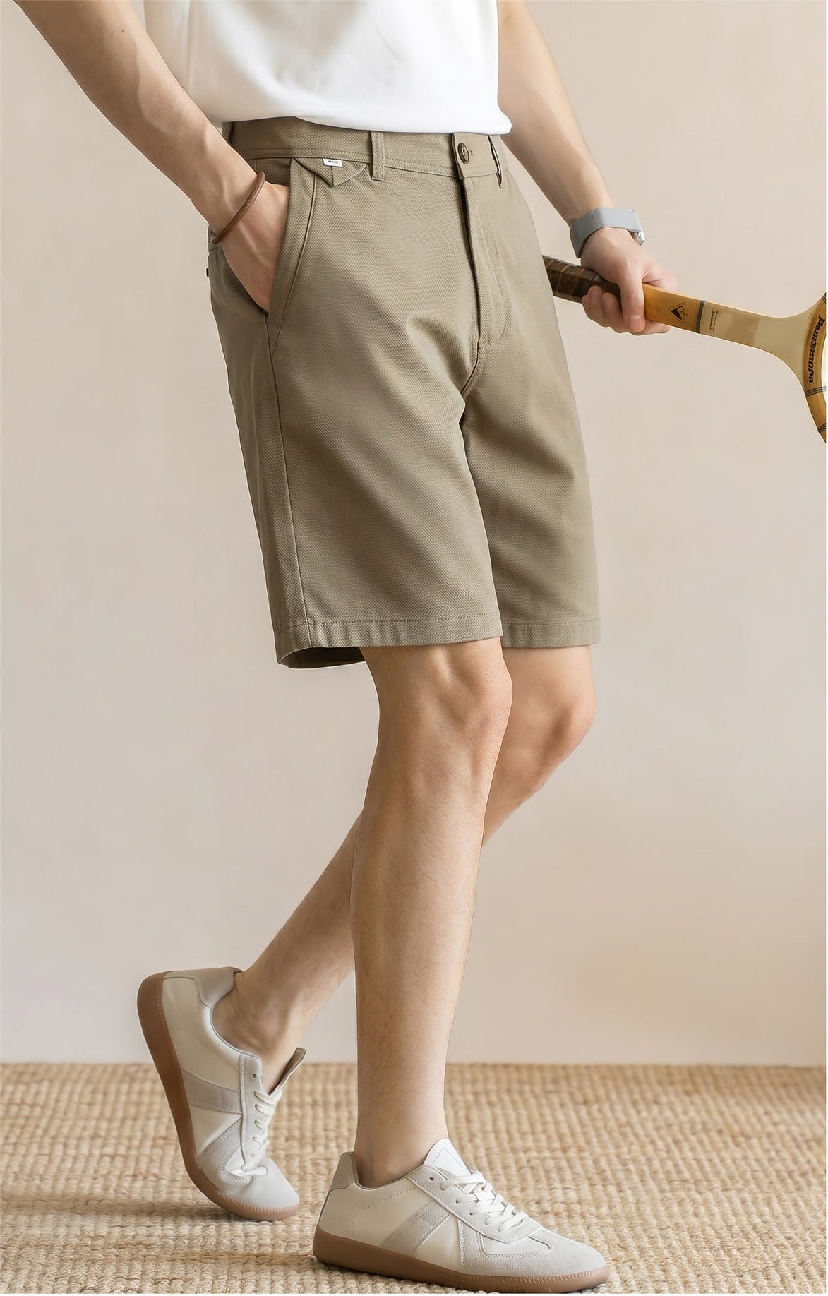 Men's Old Money Business Casual Shorts – Lightweight Wrinkle-Resistant Relaxed Fit - KHAKI
