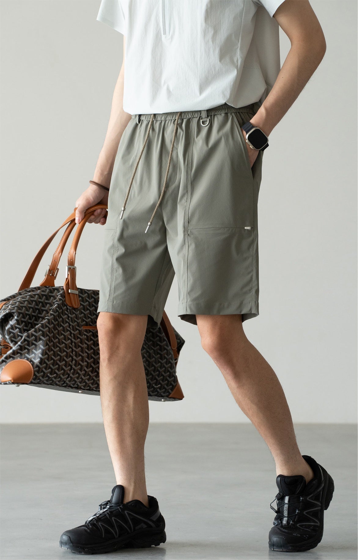 Old Money Cool-Touch Relaxed Elastic Waist Shorts - SAGEGREEN