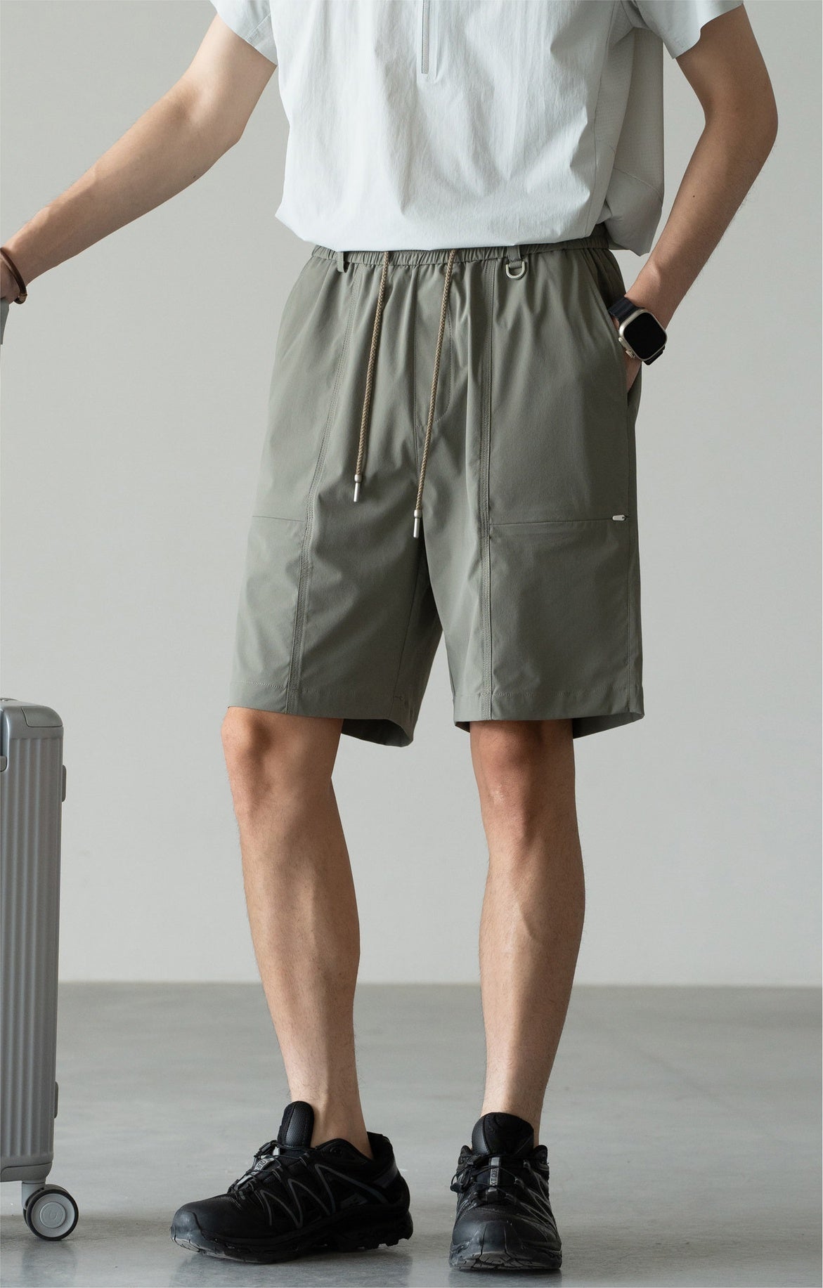 Old Money Cool-Touch Relaxed Elastic Waist Shorts - SAGEGREEN