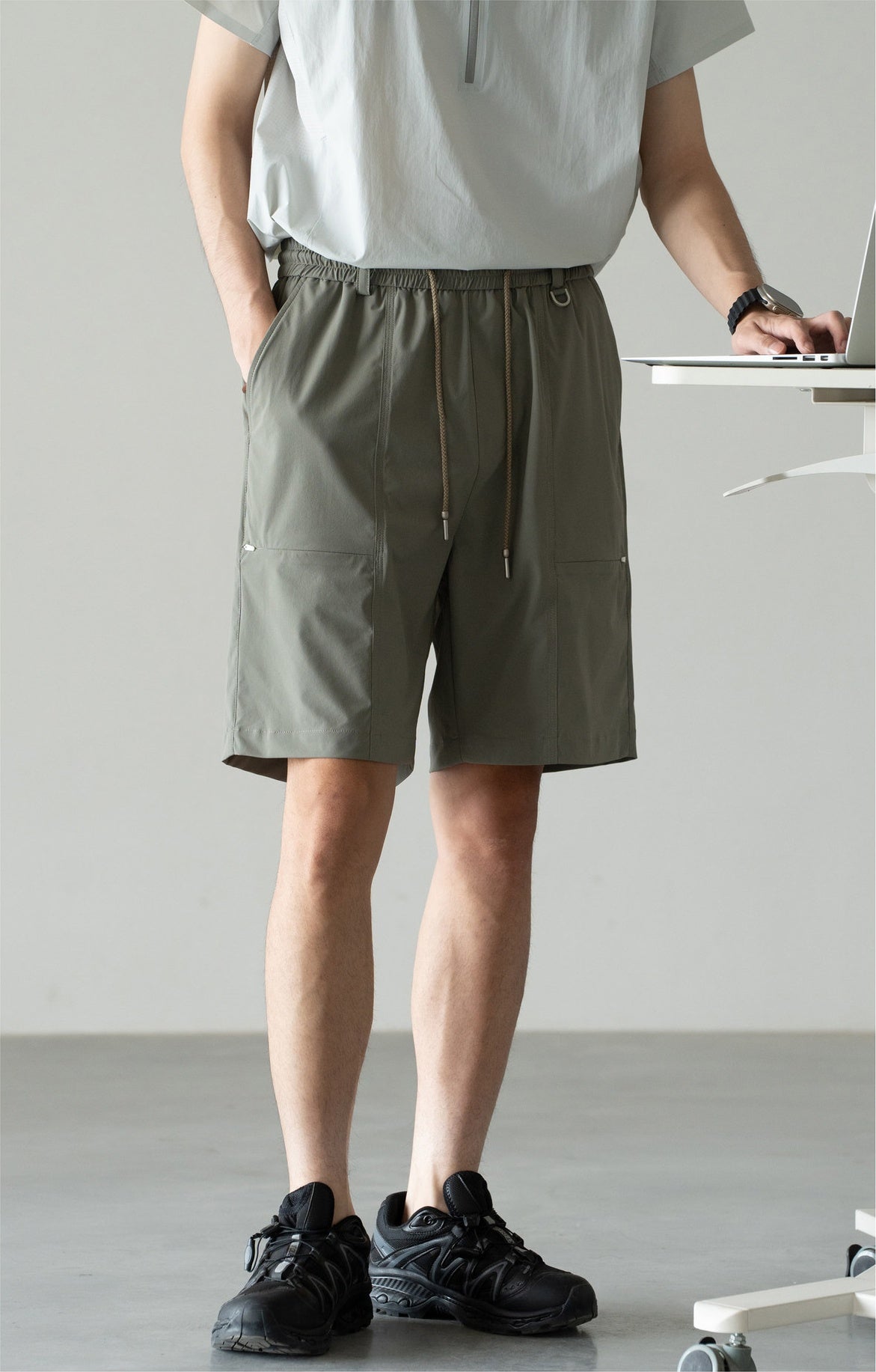 Old Money Cool-Touch Relaxed Elastic Waist Shorts - SAGEGREEN