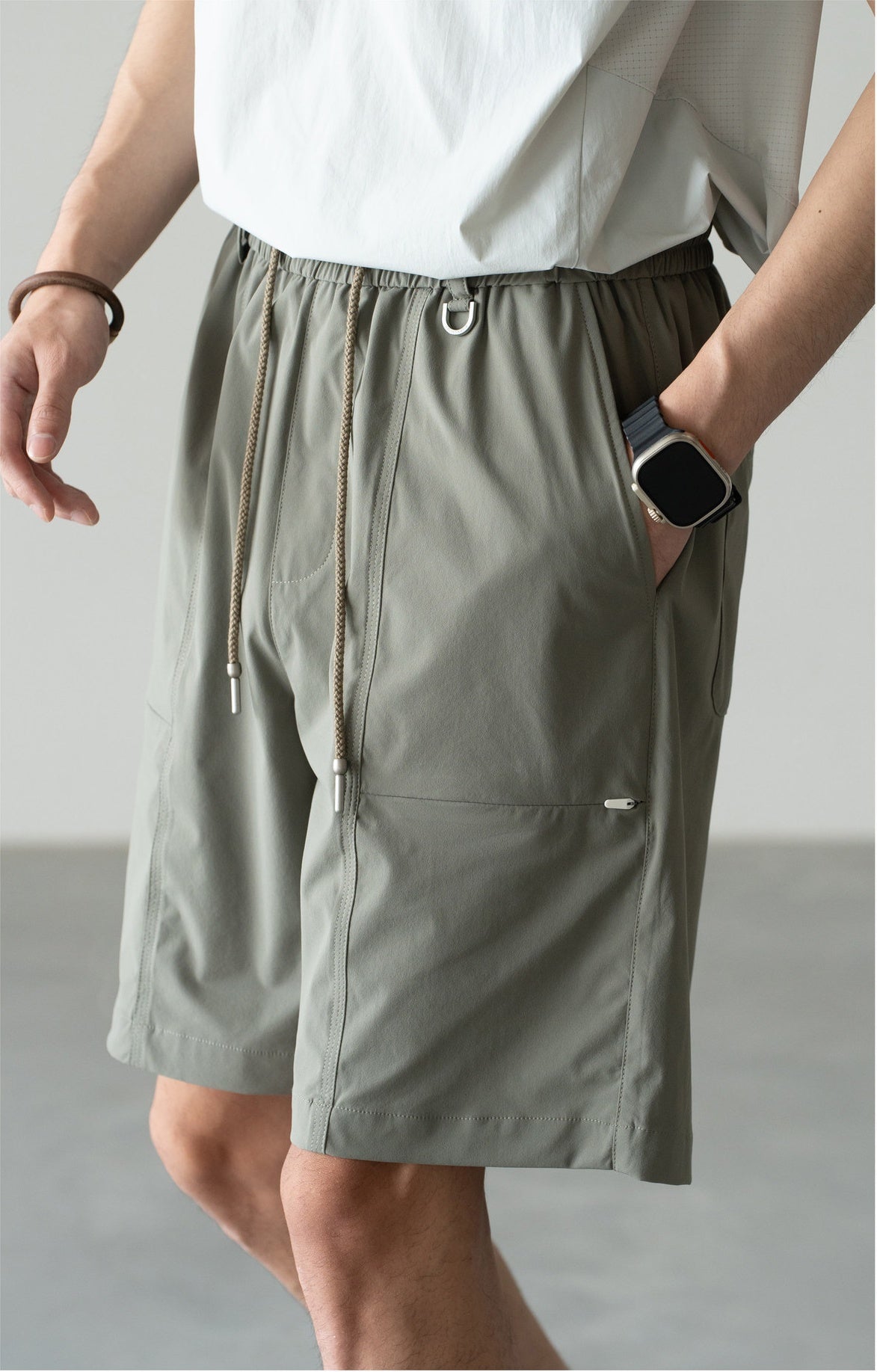 Old Money Cool-Touch Relaxed Elastic Waist Shorts - SAGEGREEN