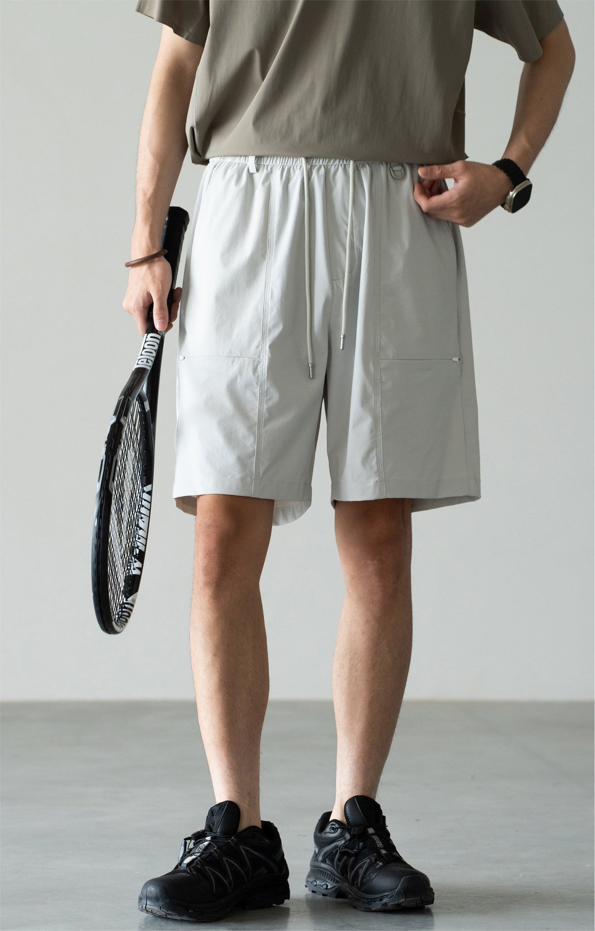 Old Money Cool-Touch Relaxed Elastic Waist Shorts - LIGHTGREY