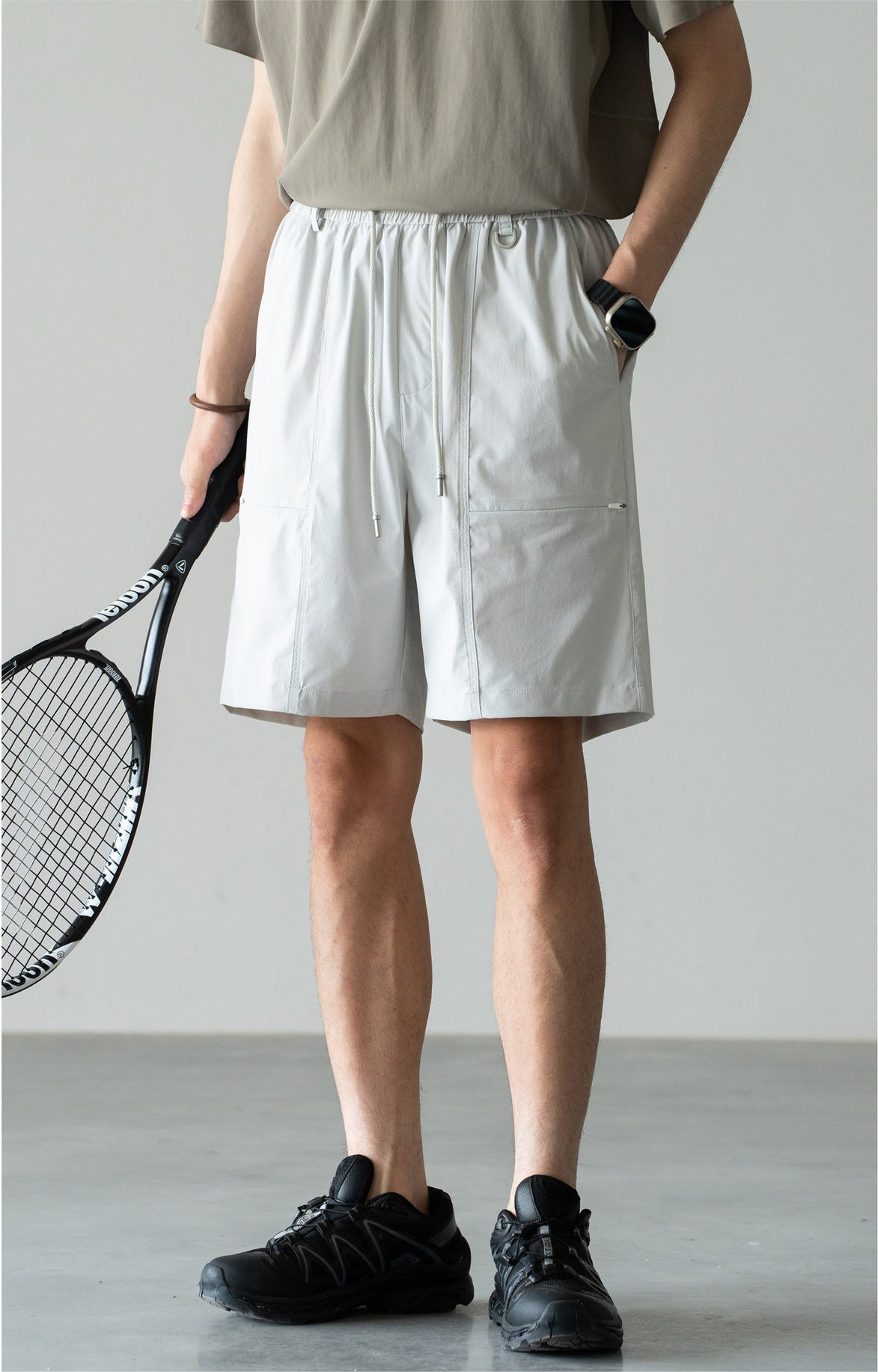 Old Money Cool-Touch Relaxed Elastic Waist Shorts - LIGHTGREY