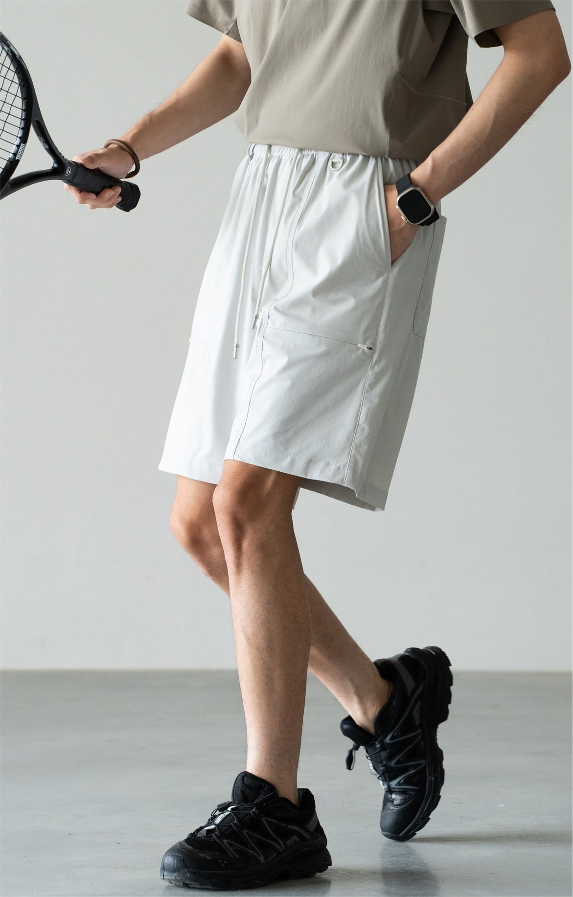 Old Money Cool-Touch Relaxed Elastic Waist Shorts - LIGHTGREY