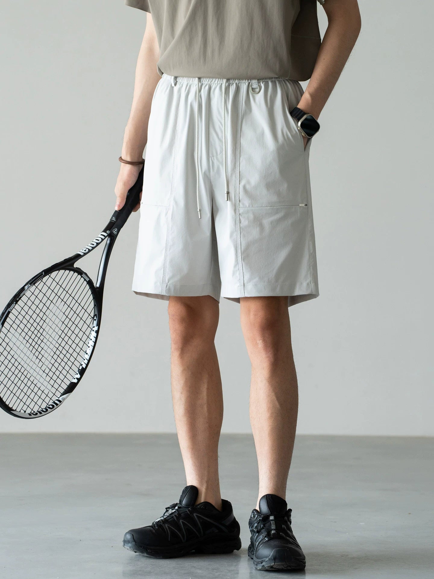 Old Money Cool-Touch Relaxed Elastic Waist Shorts - LIGHTGREY