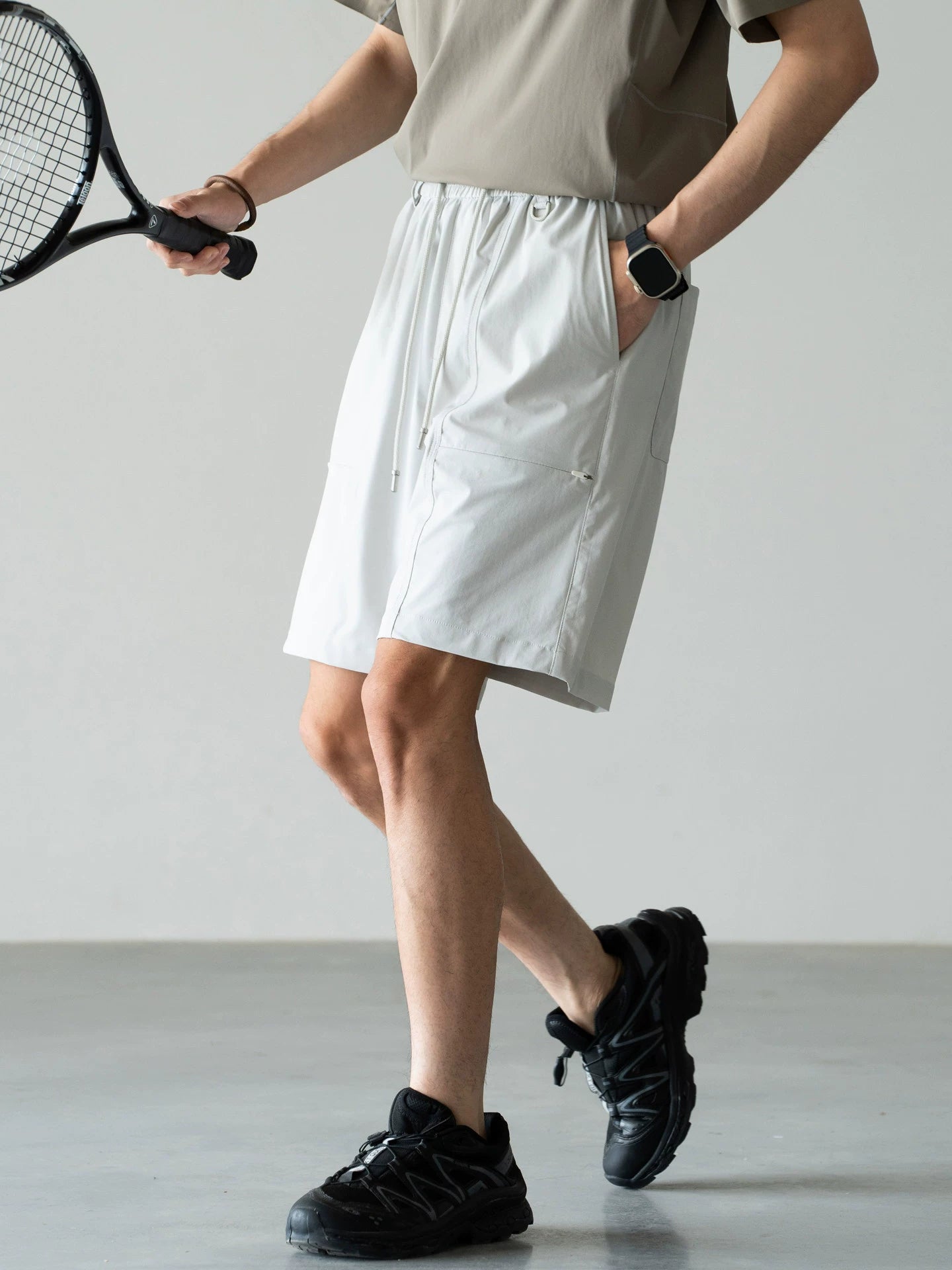 Old Money Cool-Touch Relaxed Elastic Waist Shorts - LIGHTGREY