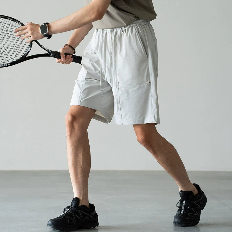 Old Money Cool-Touch Relaxed Elastic Waist Shorts - LIGHTGREY