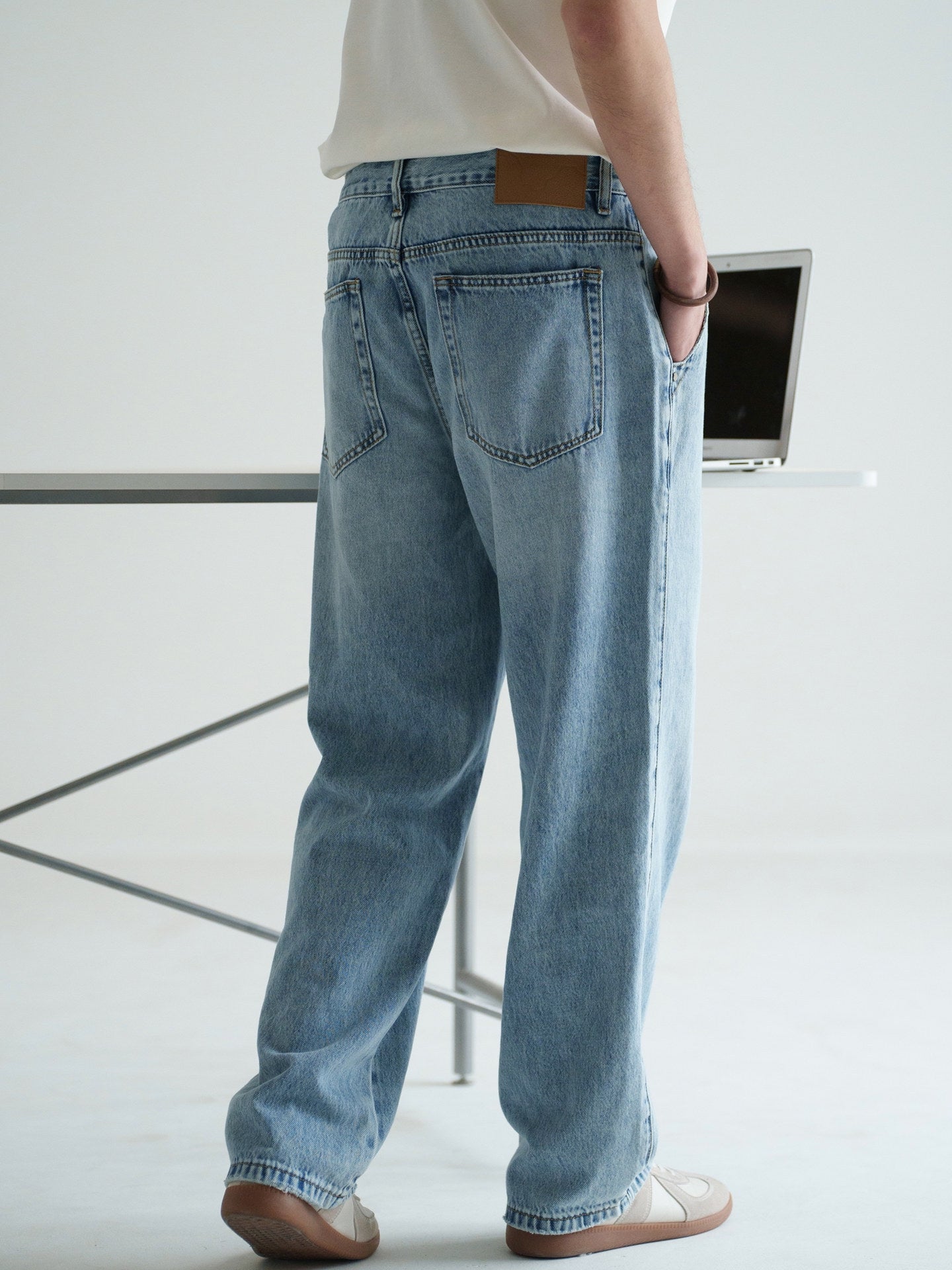 Plain Ice Blue Washed Denim  81% Cotton Jeans