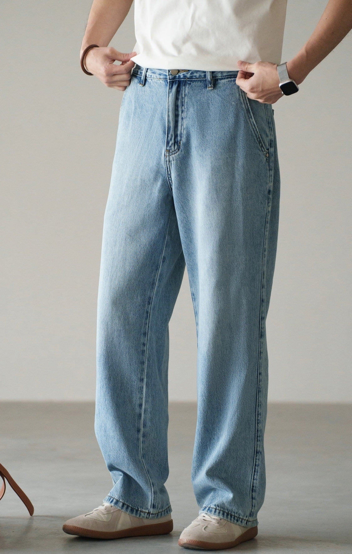 Plain Ice Blue Washed Denim  81% Cotton Jeans