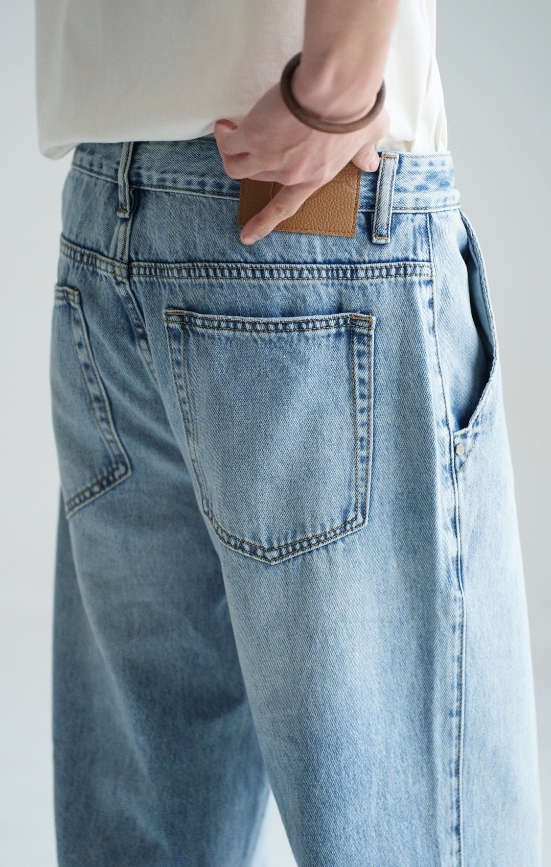 Plain Ice Blue Washed Denim  81% Cotton Jeans