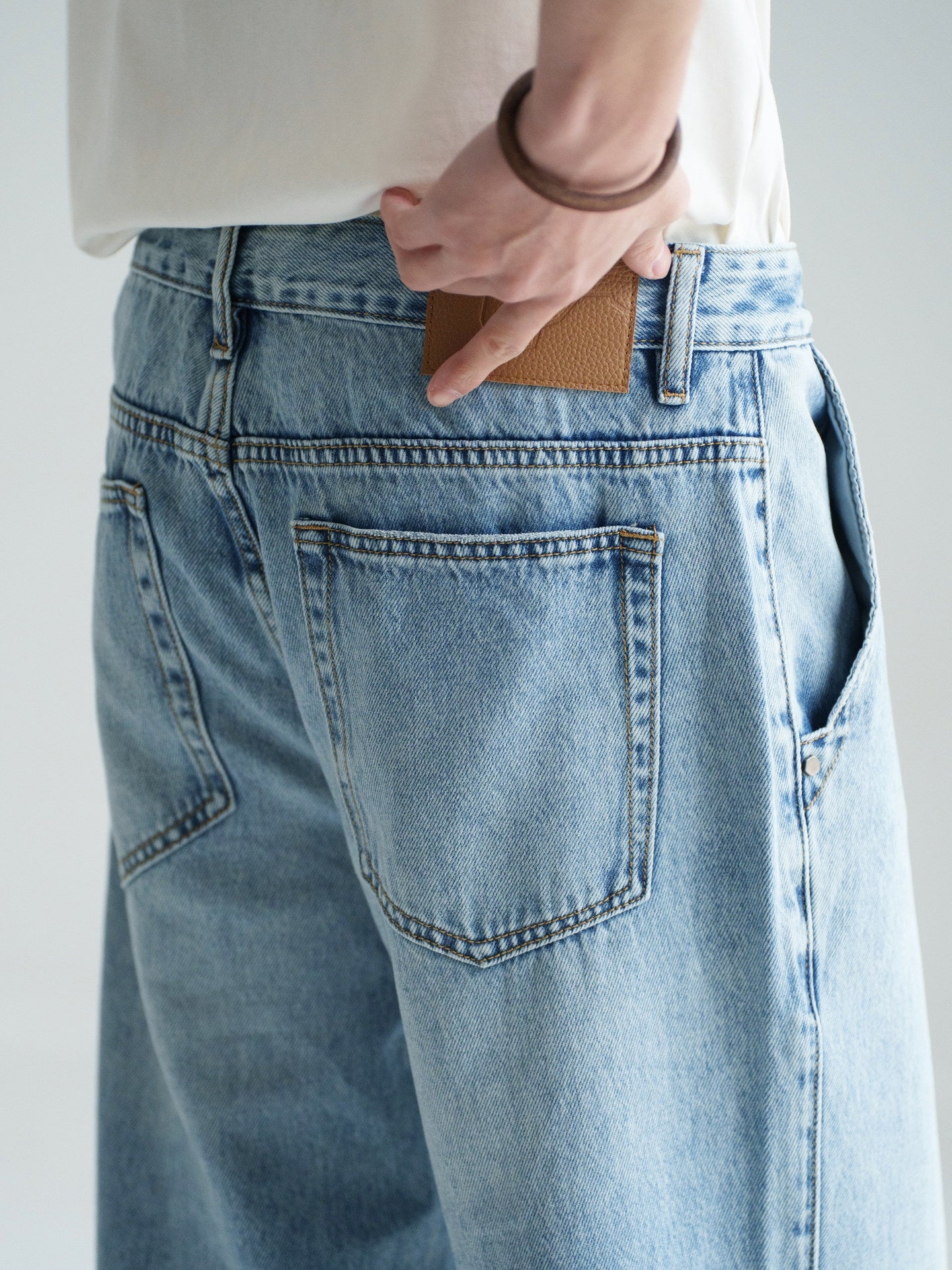 Plain Ice Blue Washed Denim  81% Cotton Jeans
