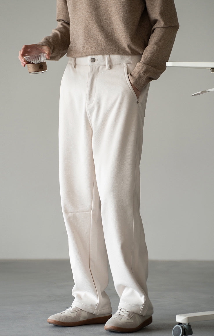 Casual Straight Leg Pants in Beige