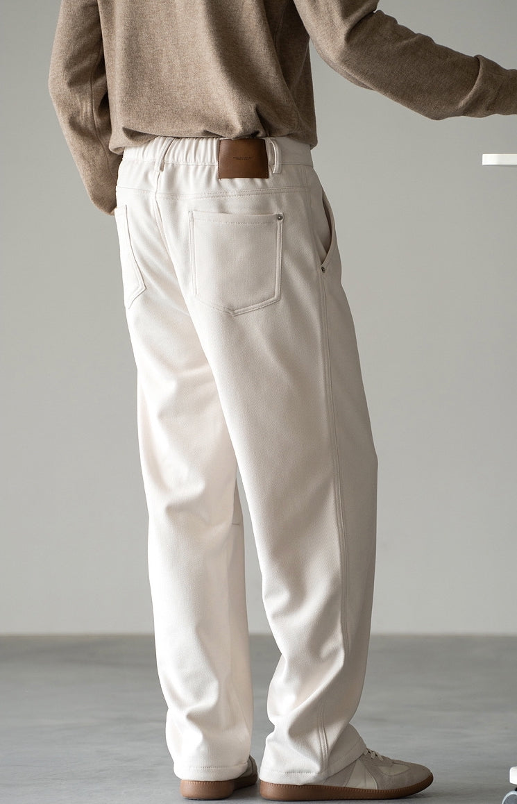 Casual Straight Leg Pants in Beige