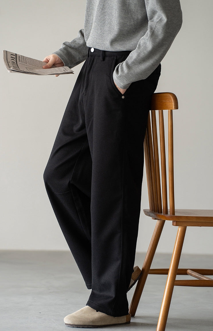 Casual Straight Leg Pants in Black