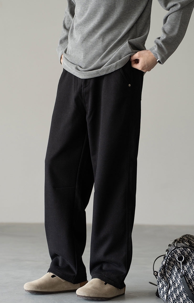 Casual Straight Leg Pants in Black