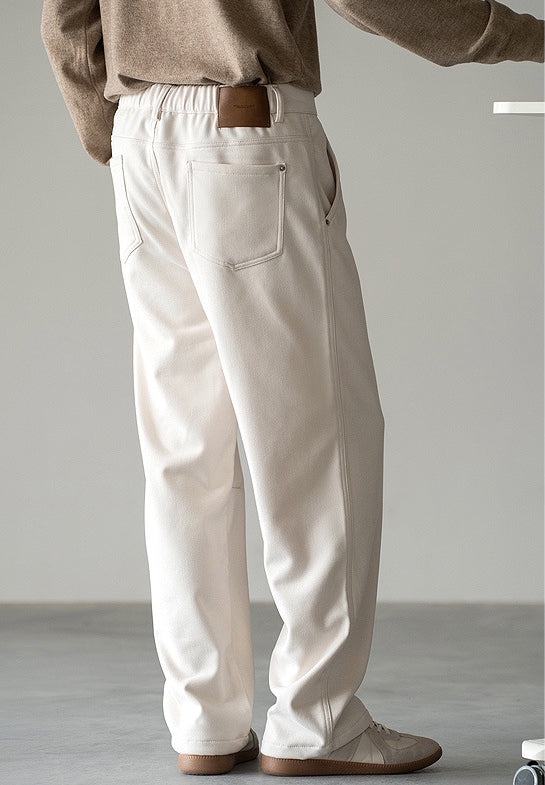 Casual Straight Leg Pants in Beige