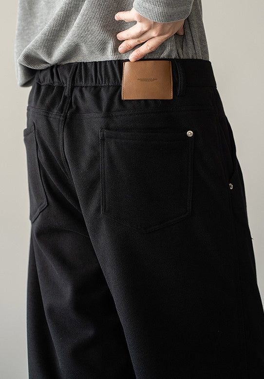 Casual Straight Leg Pants in Black