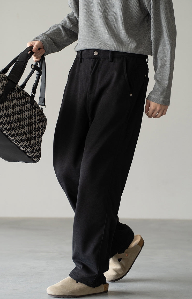 Casual Straight Leg Pants in Black