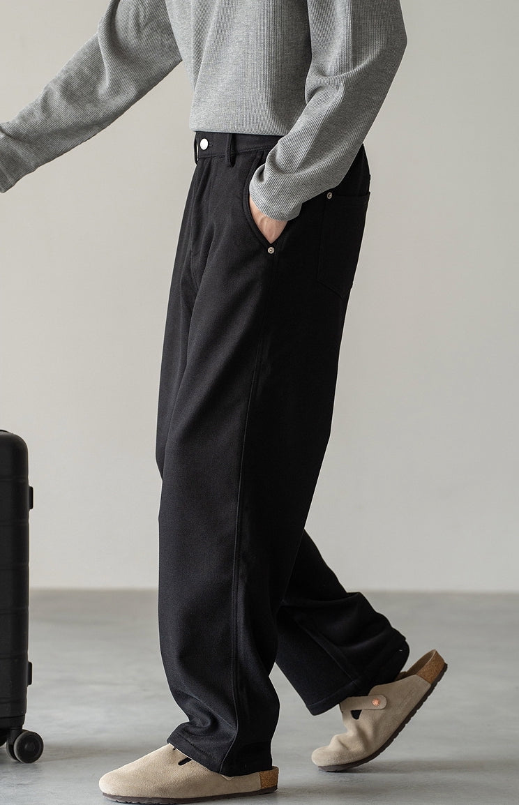 Casual Straight Leg Pants in Black