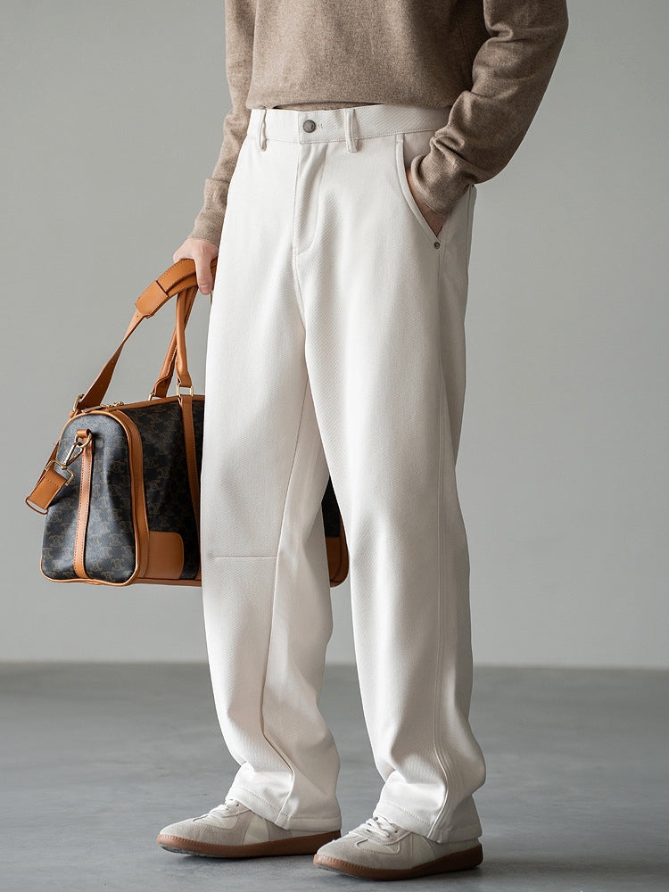 Casual Straight Leg Pants in Beige