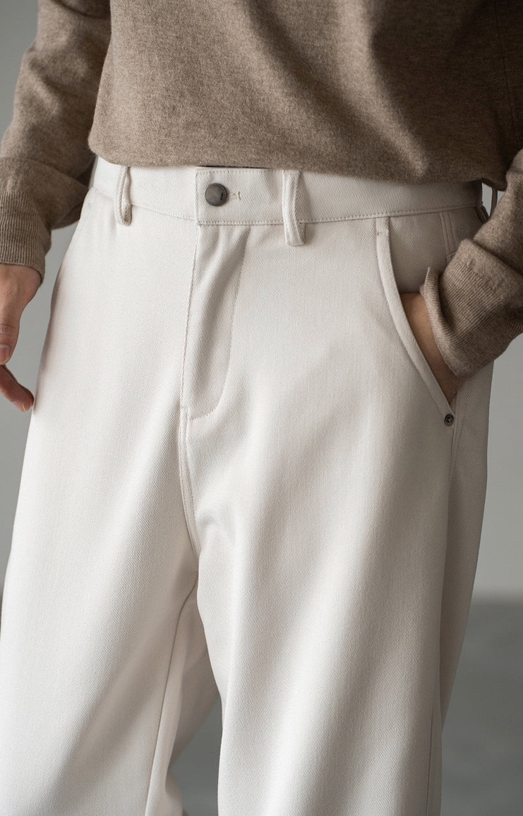 Casual Straight Leg Pants in Beige