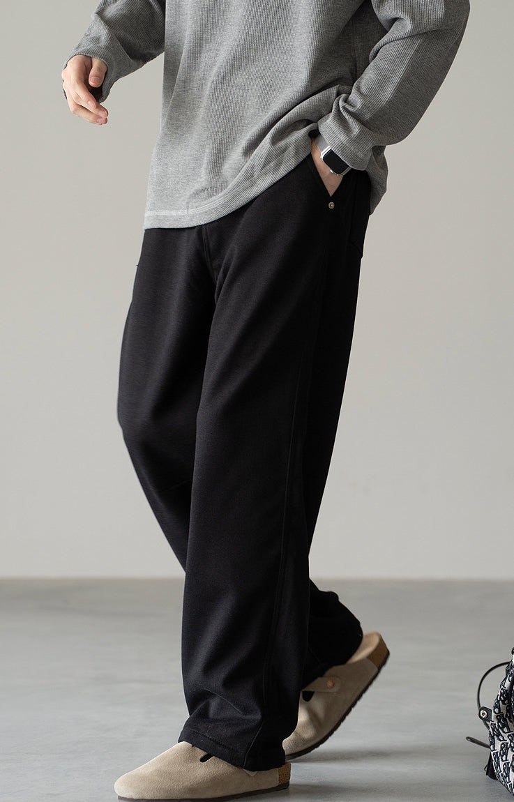 Casual Straight Leg Pants in Black
